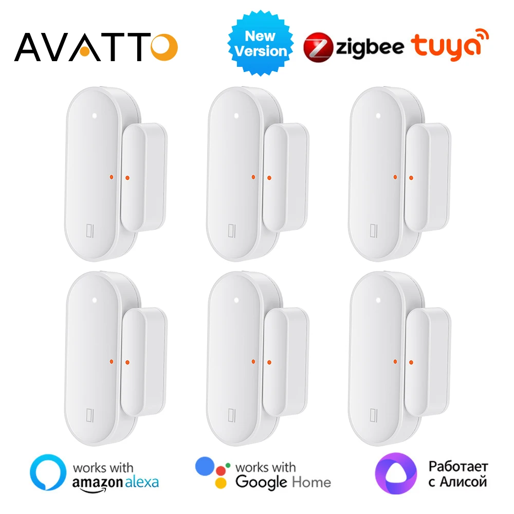 Door Window Sensor AVATTO Tuya 1-6PC ZigBee Smart Door Sensor For Alexa Google Home