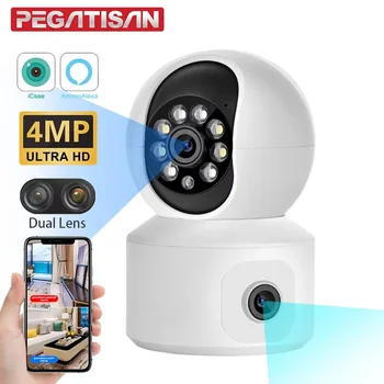 PEGATISAN-cámara IP WiFi de 4MP, lente Dual, pantalla Dual, Monitor de bebé, cámara de seguridad para el hogar PTZ, seguimiento automático, videovigilancia CCTV 1