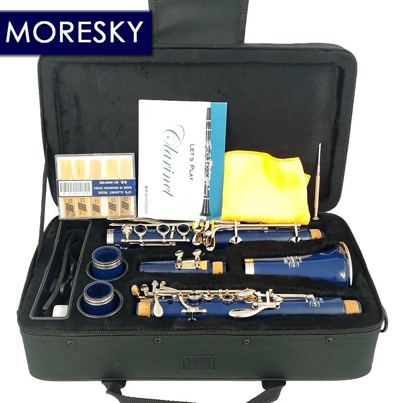 MORESKY-Bb Clarinet, Case, 17 Keys, Sib Klarnet, Navy Blue, E109