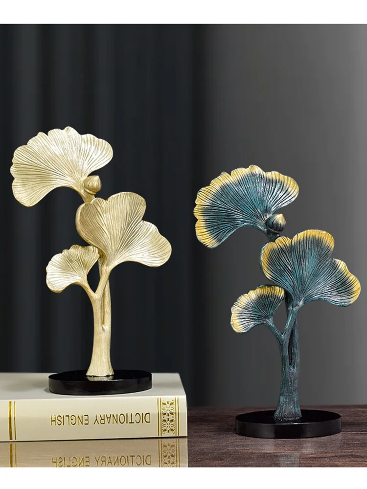 

Nordic Art Ginkgo Leaf Ornaments Modern Creative Resin Crafts Statues Home Decoration Imitation Plant Ornaments