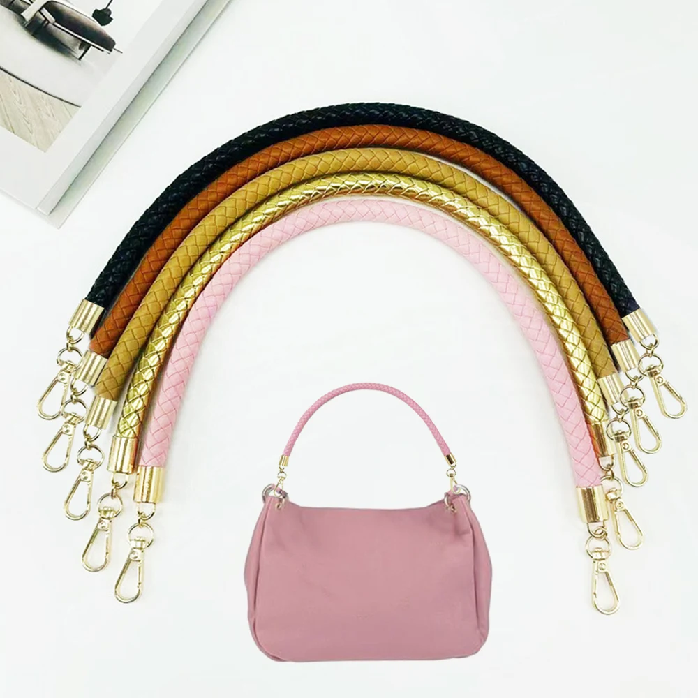

52/62cm Short Bag Belts Pu Leather Braided Rope Handles For Handbag Shoulder Bag Strap Diy Replacement Bags Belt Diy Bag Parts