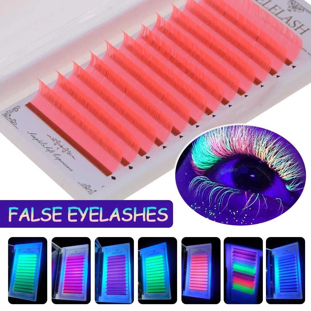 Colored Uv Neon Eyelash Glow In The Dark Lash Extenions Fluorescent