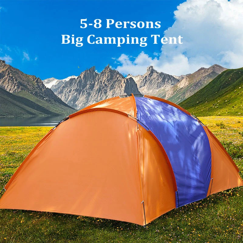 5-8 Person Big Camping Tent Waterproof Double Layer Two Bedrooms Travel ...
