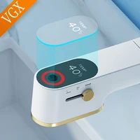 VGX มัลติฟังก์ชั่ห้องน้ําก๊อกน้ําดึงอ่างล้างหน้าก๊อกน้ํา Gourmet LED อุณหภูมิ TAP 360 °   ก๊อกน้ําเครนทองเหลืองสีขาว 5