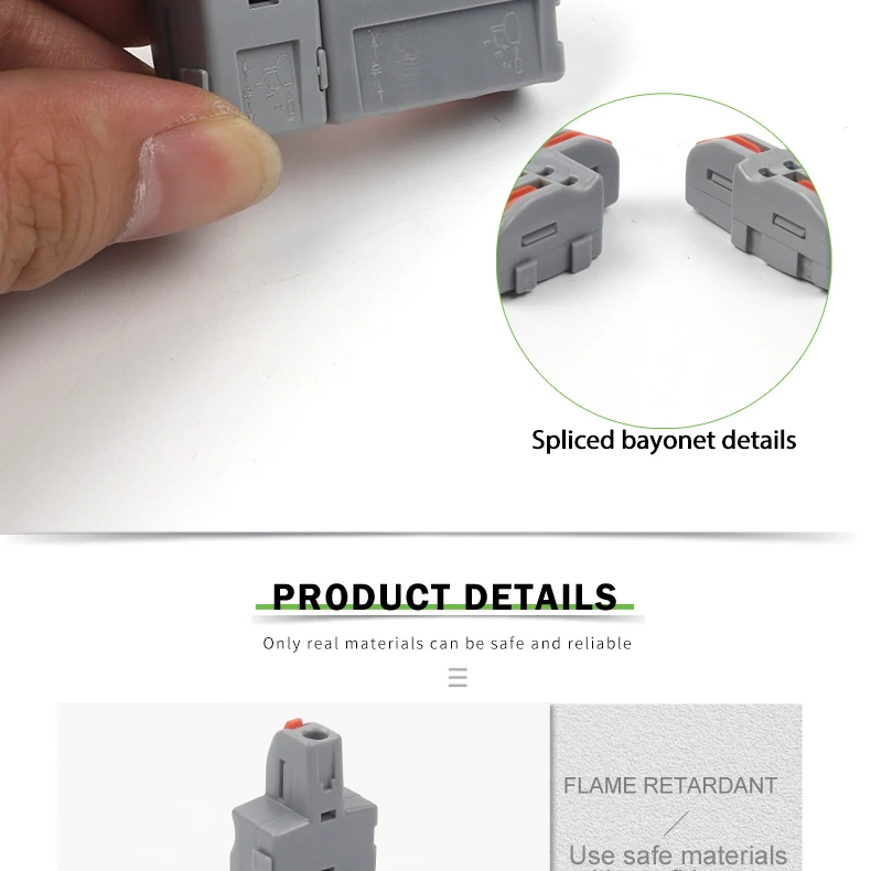 Description Picture 4 of item1 in 1/2/3/4/5 out Electrical Wire Connectors Butting Universal Compact Splitter Cable Splicing Push-in Wiring Terminals Block
