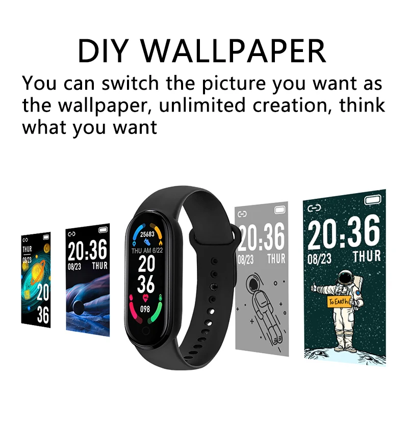 M6 Smart Watch Color Screen Step Counting Multi Sport Fitness Mode Message Reminder Photography Music Remote Control Smart Band 4