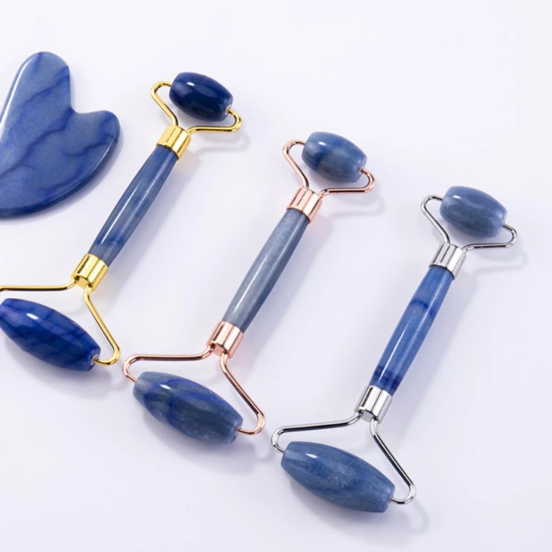 Blue Dongling Jade Massager Beauty Shaping V-face Roller Natural Texture Crystal Clear Accelerating The New and Old Cycle