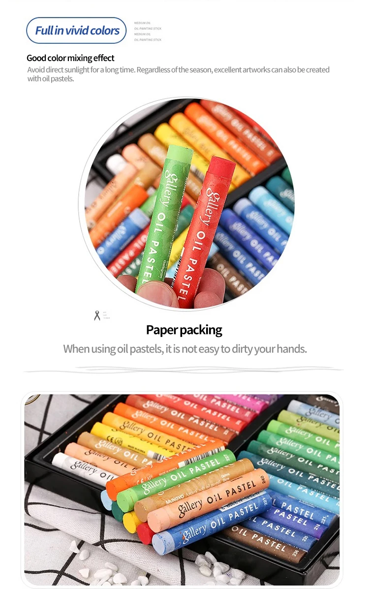 MUNGYO Soft Oil Pastel Set, ultraweiche und seidige Künstler-Buntstifte, professionell für Zeichnen, Graffiti, Kunstbedarf – Detail 5