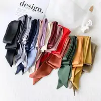 100CM Satin Narrow Scarf multiple colors Long Ribbon Headband Choker Special Design Lady Skinny Scarves Handle Bag Ribbons