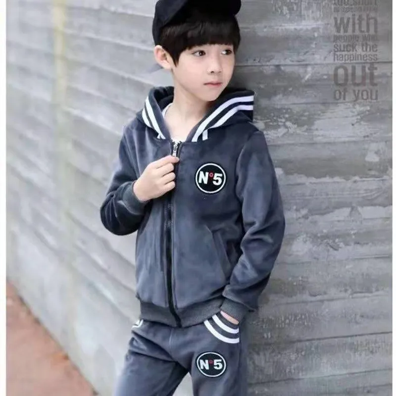 

Teen Spring Boys Clothing Sets 2022 New Boys Hoodie Tops Sport Pant 2Pcs Suit for Children Clothes Winter Thicken Kids Outfits