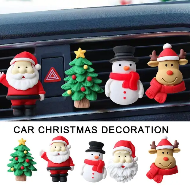Car Air Outlet Decoration 3D Christmas Santa Claus Bell Auto Accessories Decoration Elk Interior Resin Q1J8