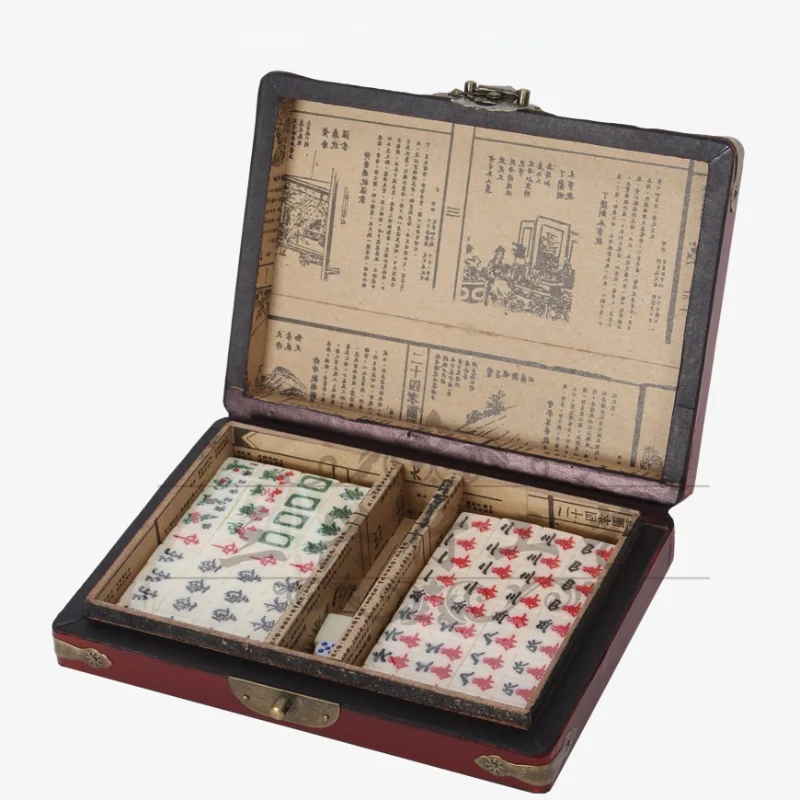 Set Di Mahjong Portatile Cinese Numerato Mah-Jong 144 Piastrelle Mah-Jong Giocattolo Cinese Gioco Da Tavolo Intrattenimento Gioco Da Tavolo Con Scatol
