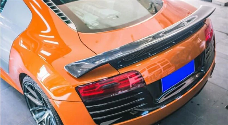 Real Carbon Fiber SPOILER For Audi R8 V8 V10 GT 2007 2008 2009 2010 2011 2012 2013 2014 2015 REAR WING TRUNK LIP SPOILERS - - Racext 35