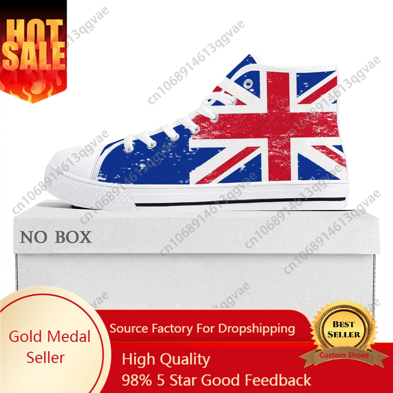 

England Flag High Top High Quality Sneakers Mens Womens Teenager Canvas Sneaker England Casual Couple Shoes Custom Shoe