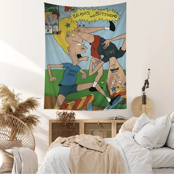 Tapisserie de dessin animé Anime Beavis et Butthead, décoration murale, décoration de la maison 1