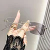 Rimless Trimming Photochromic Myopia Glasses New Trend Women's Outdoor Eyewear Anti Blue Liht Color Changing Near Sight Glasses 4