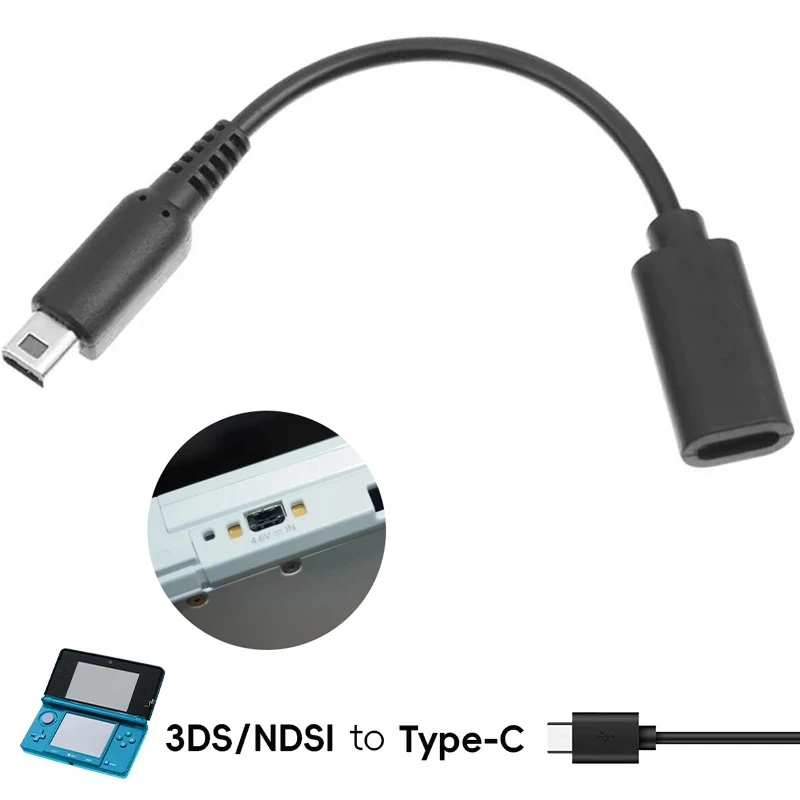 10cm Charger Cable Cord Wire Type C For NDSL 3DS 2DS XL/LL Type-C To ...