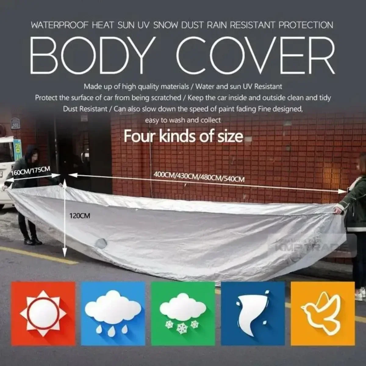 The Four Seasons Fit Full Car Cover Waterproof Dustproof PE Film Coat Aluminum Protective Sunshade UV Ray Reflectioncar Cover 3