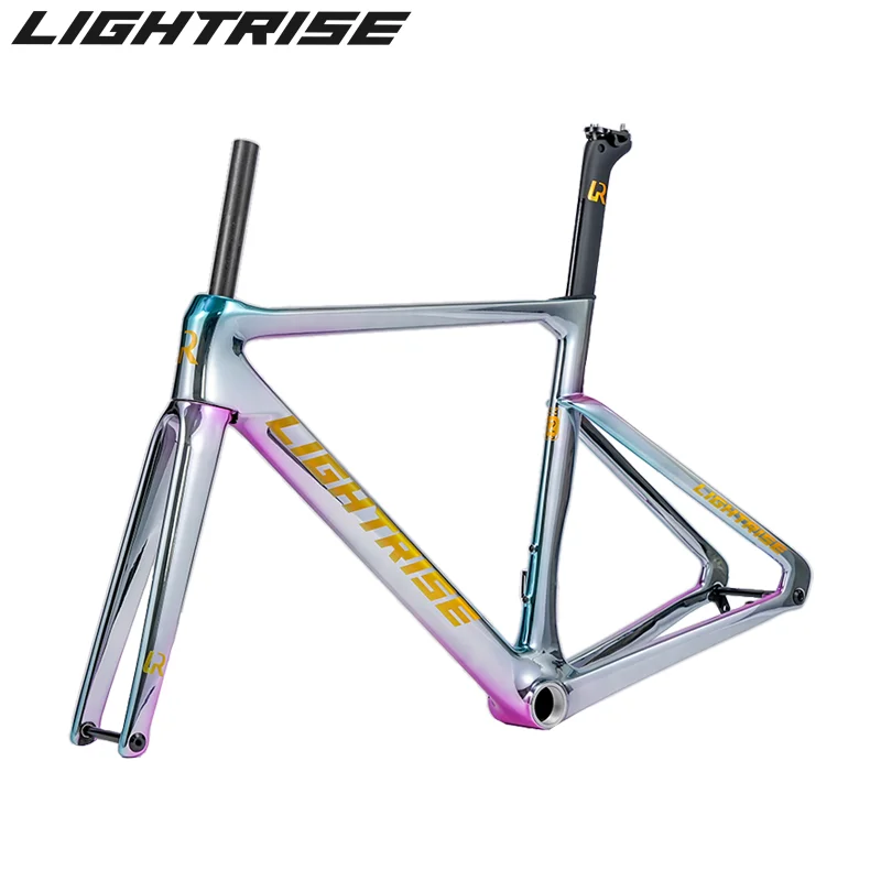 Carbon Road Bike Frame Full T800 UD 992g w/Fork 400g & Aero Seatpost 200g T47 BB Flat Mount Thru Axle 12x142/100mm 46 49 52 55cm