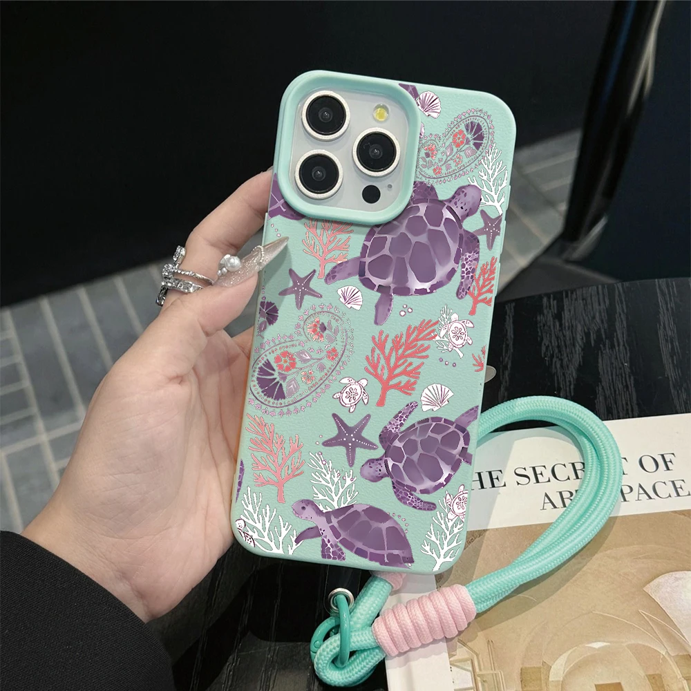 Coastal Sea Turtle Wrist Strap Lanyard Cover Case