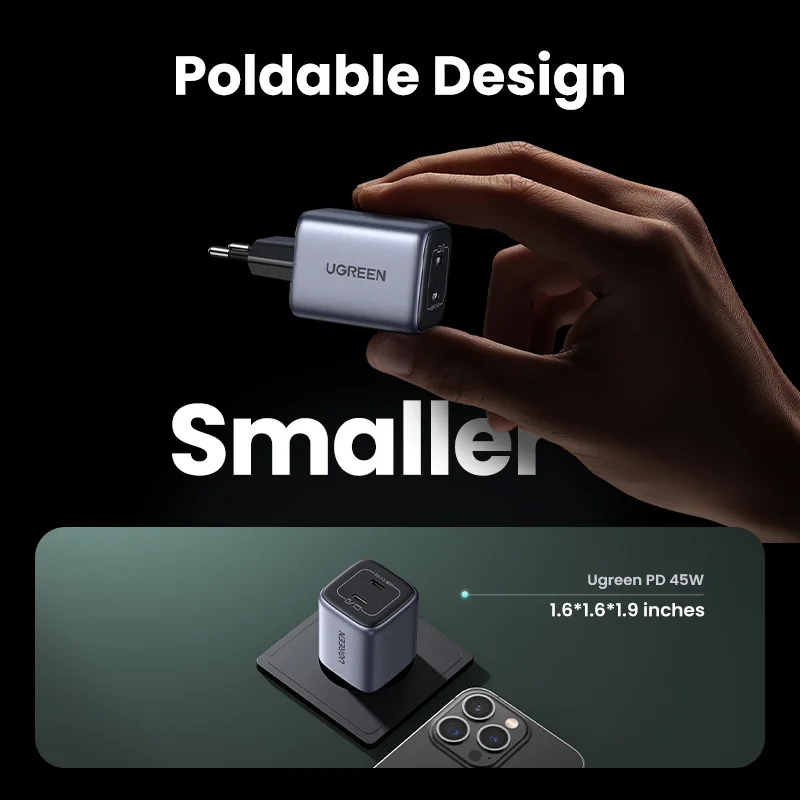 UGREEN GaN 45W USB Charger Fast Charger PD QC 3.0 USB C Charger Quick Charger For iPhone 14 13 Travel Charger for Samsung S21