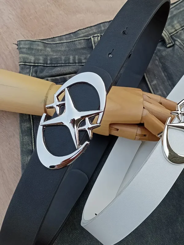 Stylish Oval Cross Metal Buckle Belt -