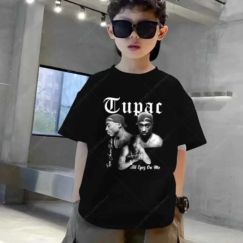 Tupac 2pac Rapper Thug Life Hip Hop Fashion Kids T-shirt Baby Boys Girls Clothes Summer Children Cotton Short Sleeve T Shirt Top 3