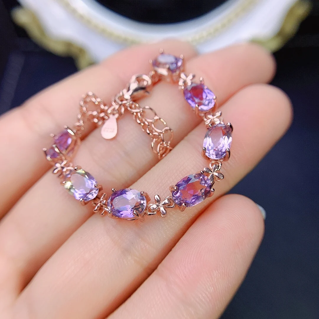 14.5mm Genuine Natural Purple Amethyst Crystal Beads Bracelet