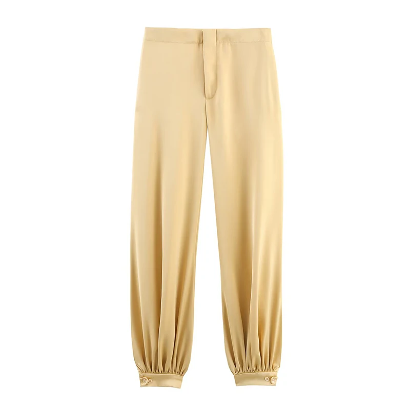 Chic Satin Jogger Pants Set Women 2 Pieces Lace Up Backless Sleeveless Short Top Trousers Suits Elegant 2025 Woman Outfis