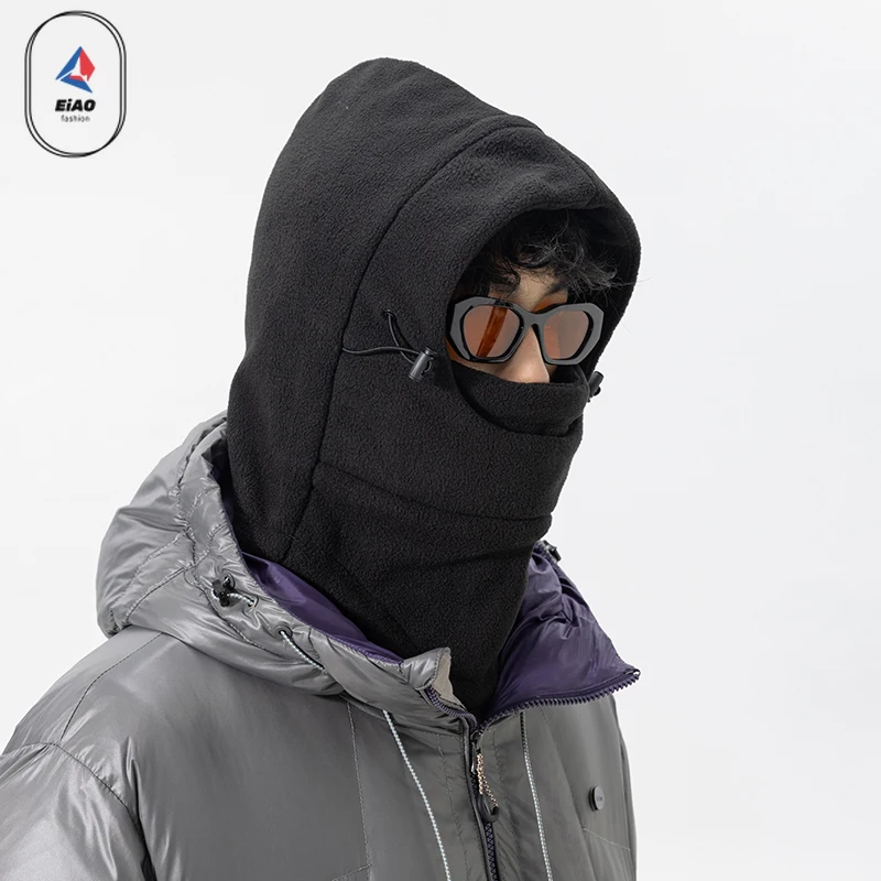 Winter Fleece Hat Men thicker Beanie Hat Ear Protection Knitted Caps Wool Neck Scarf Cap Outdoor Windproof Plush Warm Ski Caps