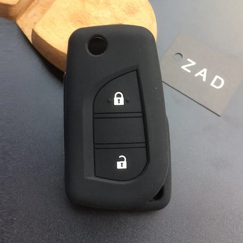 Silicone Rubber Car Key Cover Case Shell Set Protector Fob for Toyota Aygo Yaris Highlander Camry RAV4 2 Button Key Holder