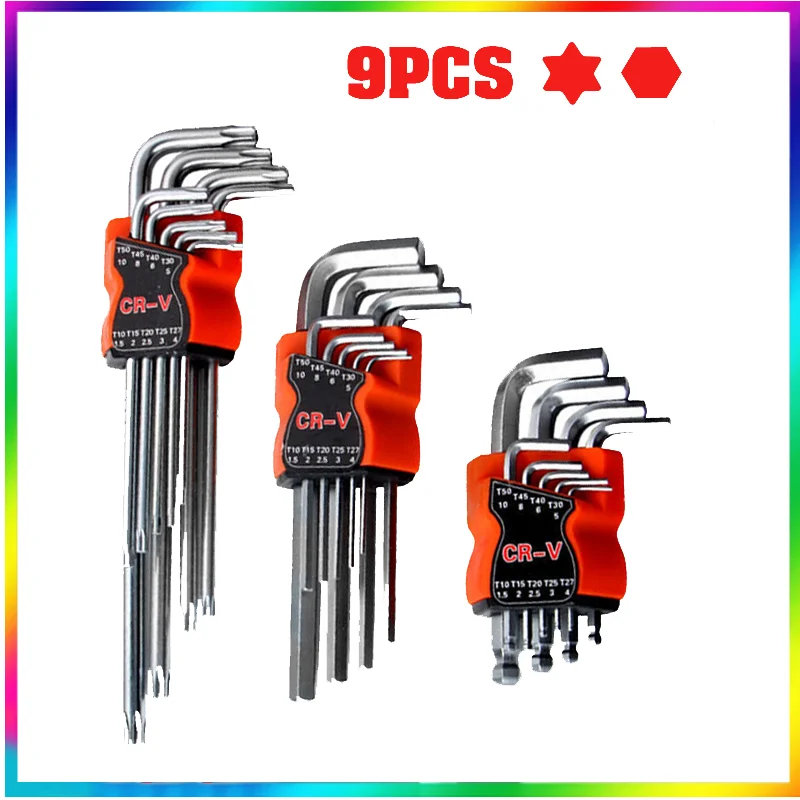 9PCSLTypeDoubleEndScrewdriverHexWrenchSetAllenKeyHexagon