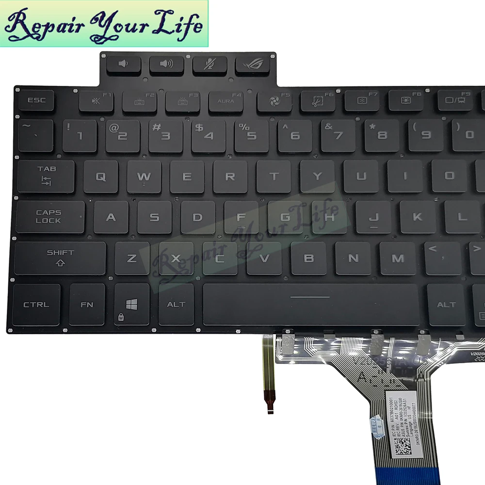 Teclado Retroiluminado para Asus Rog Fluxo X13 Gv301qc Gv301qh Gv301qe Gaming Teclados do Portátil Backlight V202526as1 2619us00 us - Imagem 3