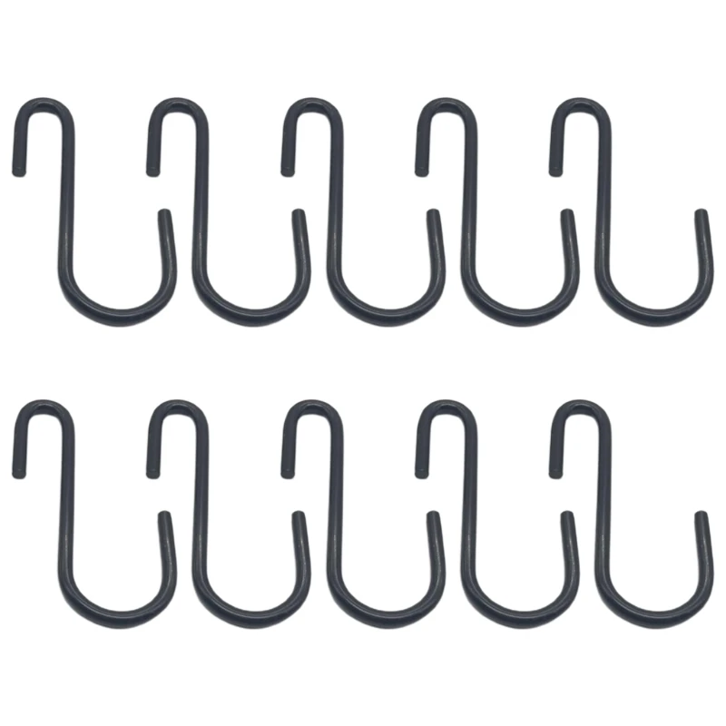 

10Pcs Black Coating S Shaped Hanging Hooks Home Storage Utility Metal Hangers
