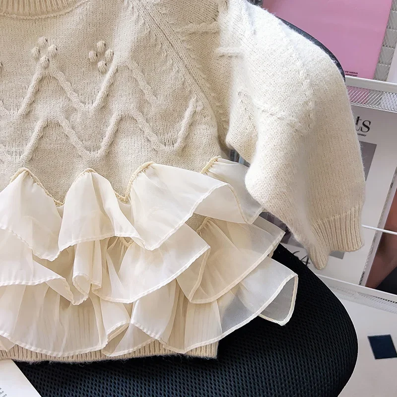 Новый роскошный свитер для девочек, модное дизайнерское пальто, зимний детский топ принцессы с длинным рукавом для 1-10 лет, детская одежда для дня рождения, осень