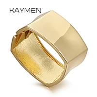 KAYMEN New Metal Statement Fashion Bracelet for Women Chunky Gold Plated Square Cuff Bangle Wedding Party Prom Drop-shipping 1