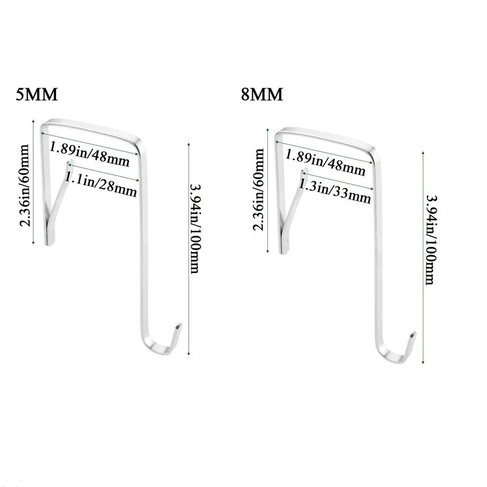 5PCS Stainless Steel Door Hanger Door Hooks Adjustable Over The Hook for Clothes Hanging Hats Keys Towels Coats Handbags