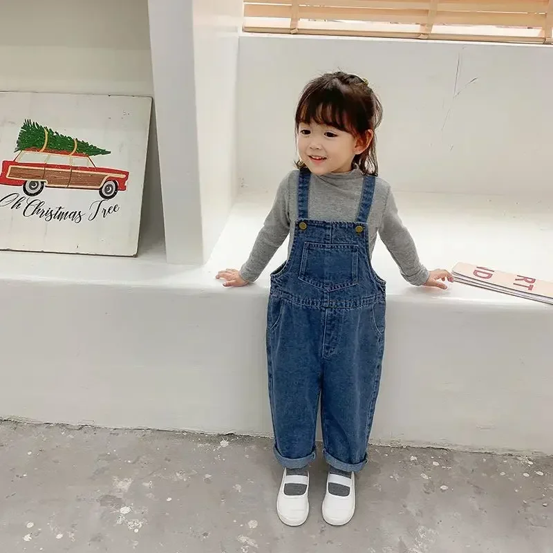 Summer Denim Baby Girl Boy Overalls Solid Jeans Jumpsuit Pocket Children Casual Loose Rompers Blue Kids Overalls Outfits children overalls pants kids outfits