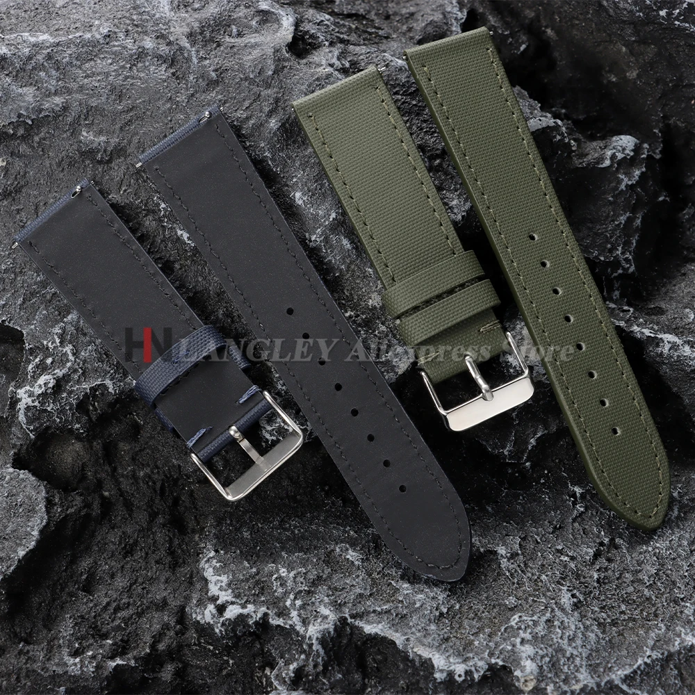 Premium Sailcloth Leather Watch Strap - Waterproof Fabric with Quick Release