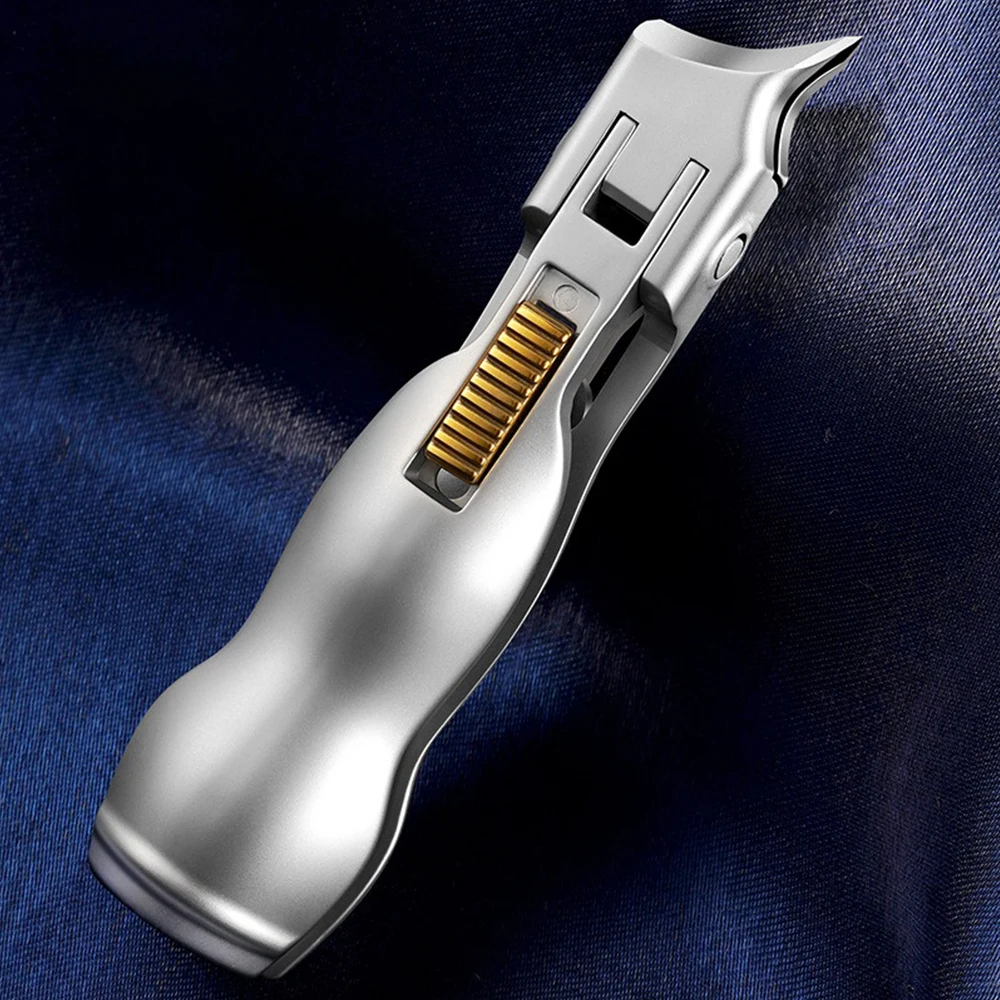 Stainless Steel Nail Clipper Large Wide Jaw Opening Anti-Splash Ergonomic Orange Handle for Thick Nails Storage&Clean