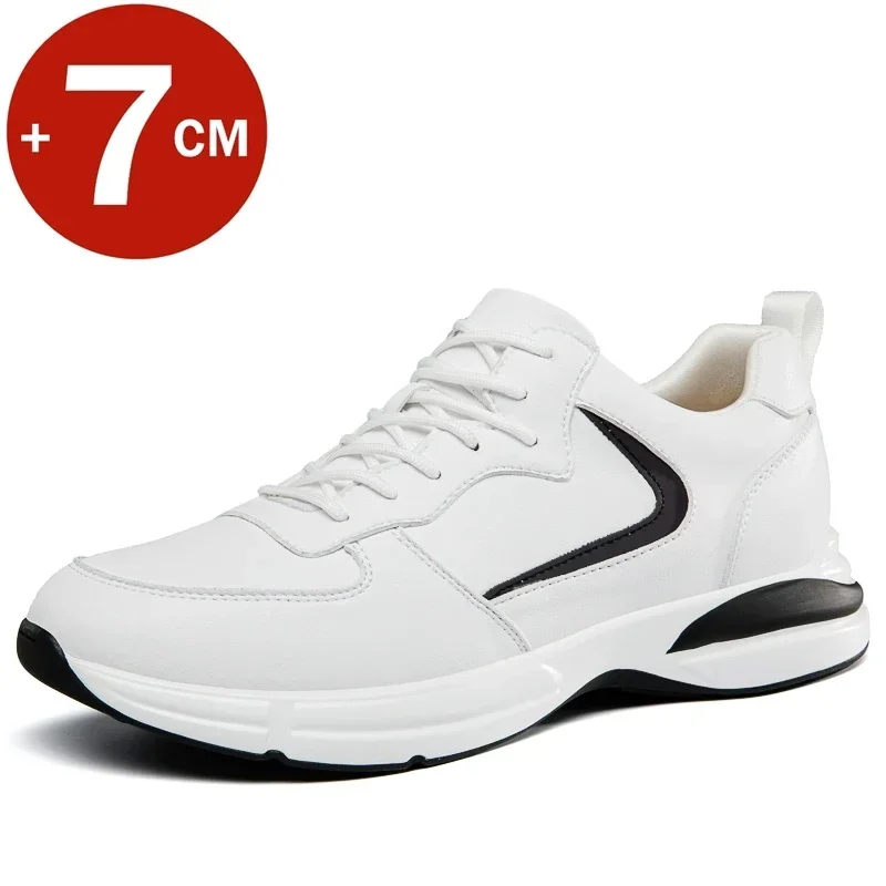 

Man genuine leather elevator shoes height increase sneakers for men 7cm sports casual shoes inner heightening shoes