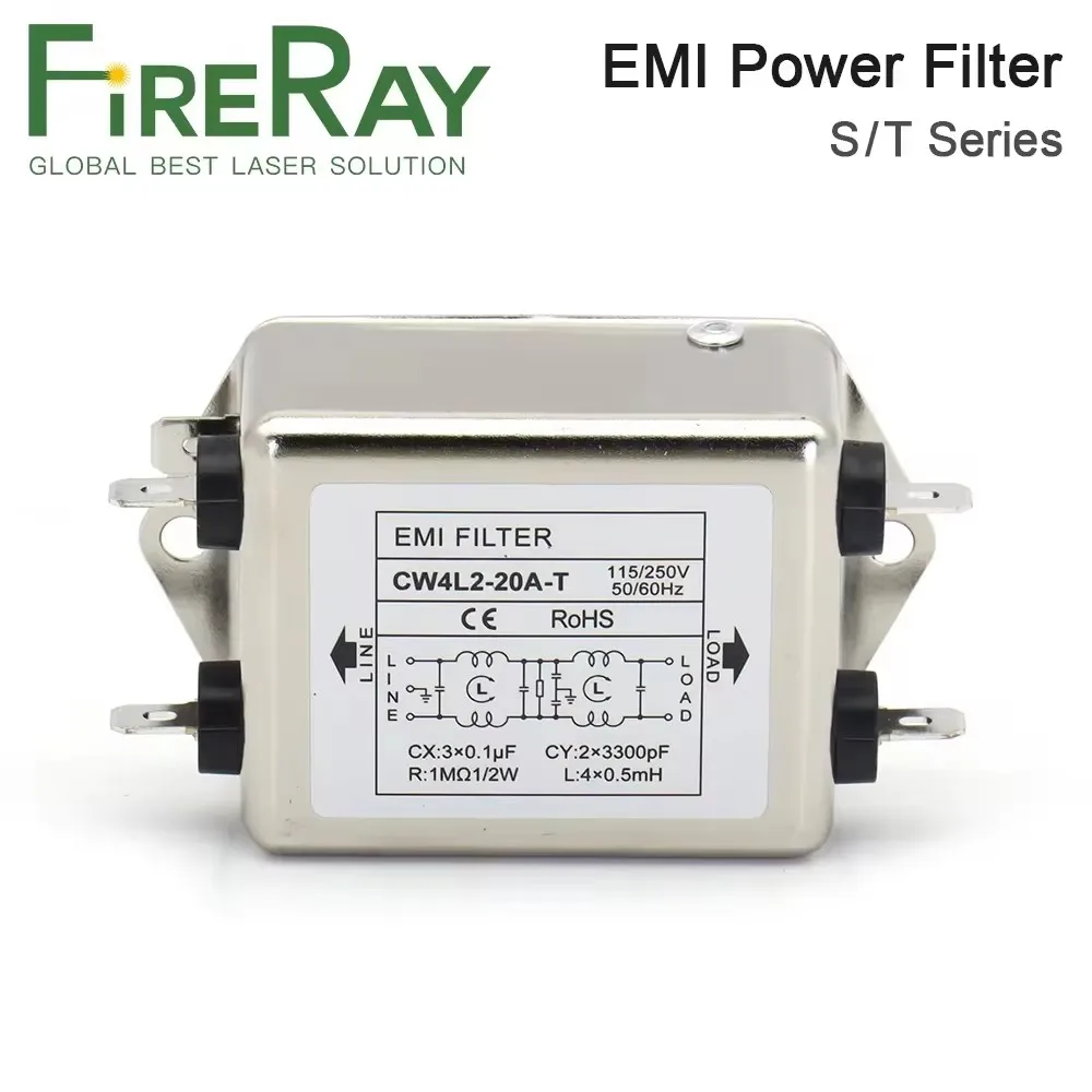 FireRay 전원 EMI 필터 CW4L2-10A-T, S CW4L2-20A-T, S 단상 AC 115V, 250V, 20A, 50Hz, 60Hz