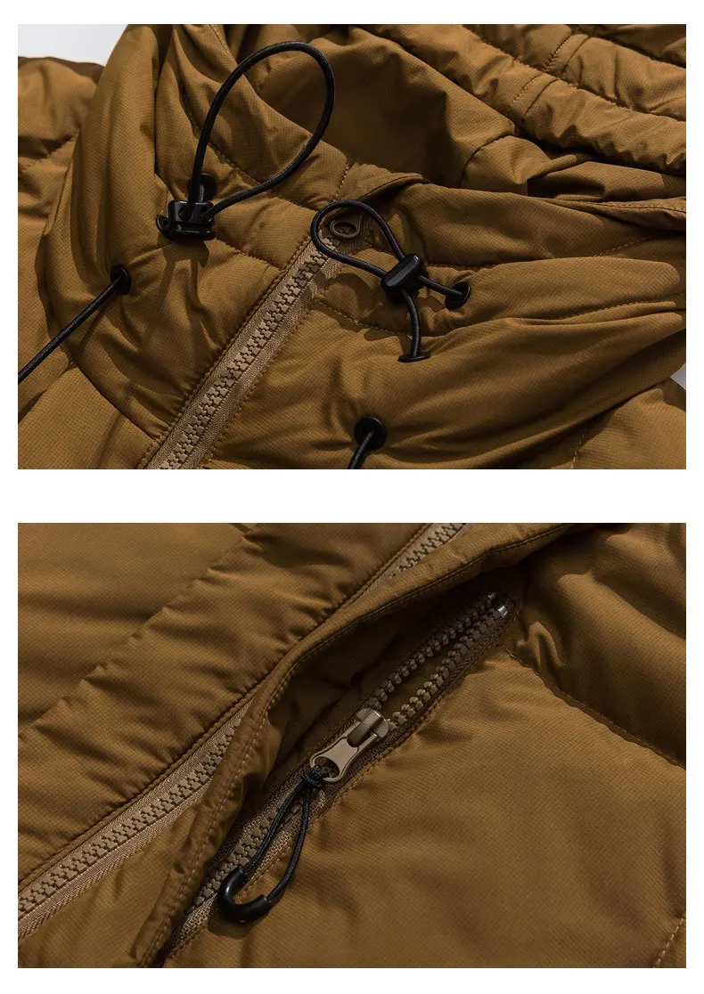 Vintage winter Japanese outdoor workwear hooded versatile trendy down jacket couple solid color jacket