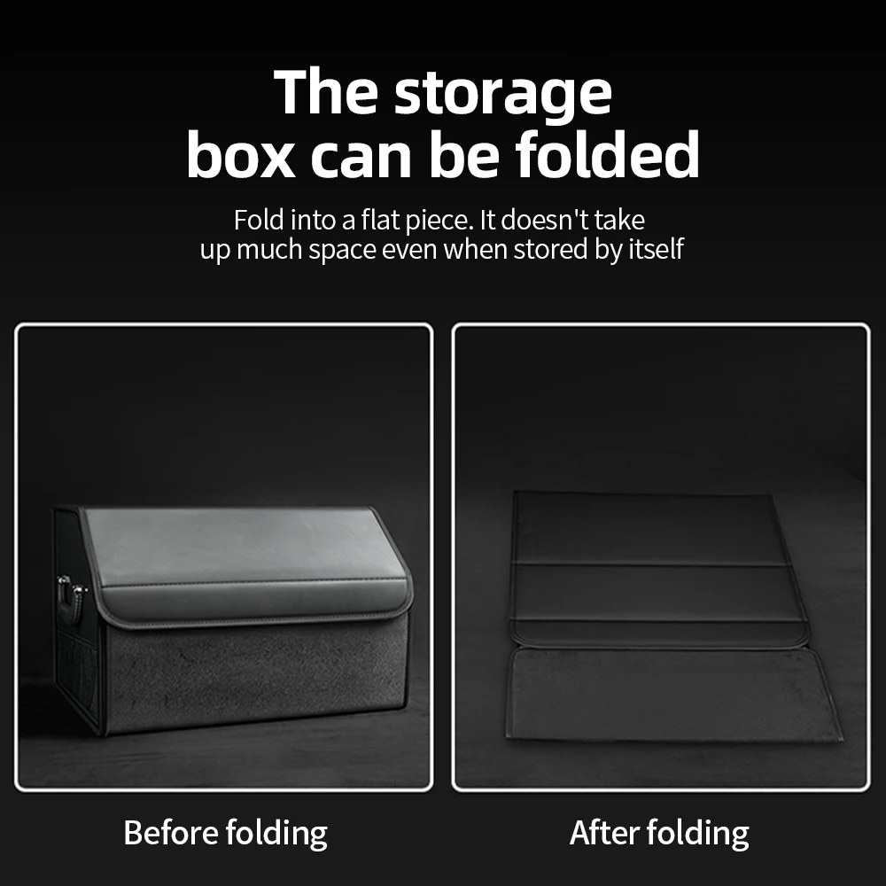 Car Suede Trunk Organizer Large Capacity Leather Foldable Storage Box Portable Multifunctional Tool Organizer Car Accessories 3