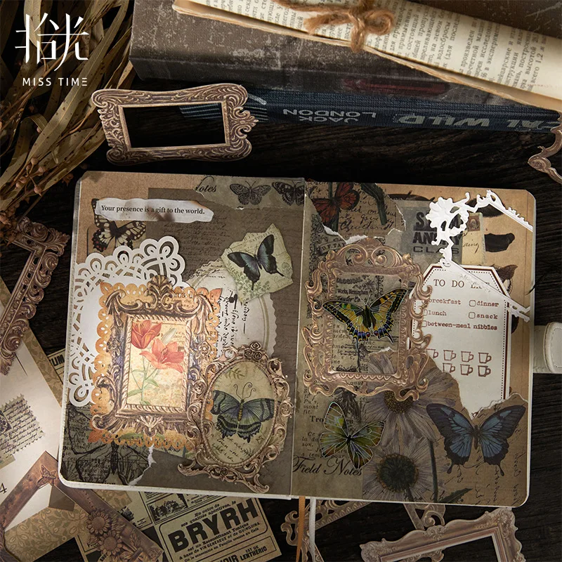 10 pcs Vintage Hollow out Material paper Diary Album handmade Adhesive DIY Decorative Scrapbooking Junk Journal Supplies