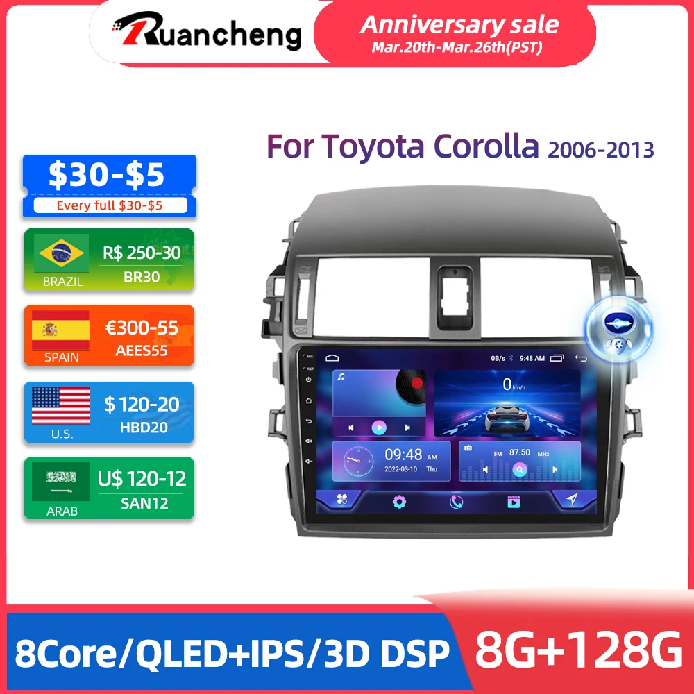 2Din Autoradio GPS Navigation Multimédia Lecteur vidéo Pour Toyota