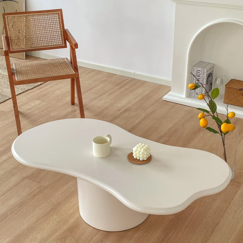 

Customized Kawada Modern Simple Special-shaped Irregular Tea Table Villa B&B White Coffee Table Nordic Wabi-Sabi Style Table