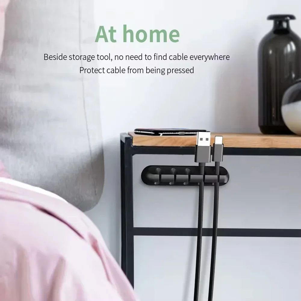 Cable Holder Clips Adhesive Cord Management Wire Organizer for Desktop USB Charging Cable Nightstand Power Cord Mouse