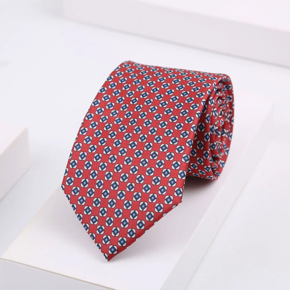 Klassische Herren-Krawatten aus Kunstseide, weich, neuartig, marineblau, weinrot, gepunktet, kariert, Business- und Hochzeitsaccessoires, Krawatten – Detail 10