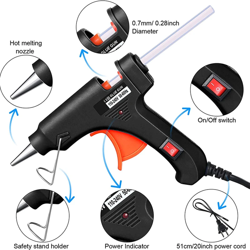70W Hot Melt Glue Gun Mini Industrial Guns with 7mm Glue Sticks Heat Temperature Thermo Electric Repair Tool for DIY Crafts Arts 2